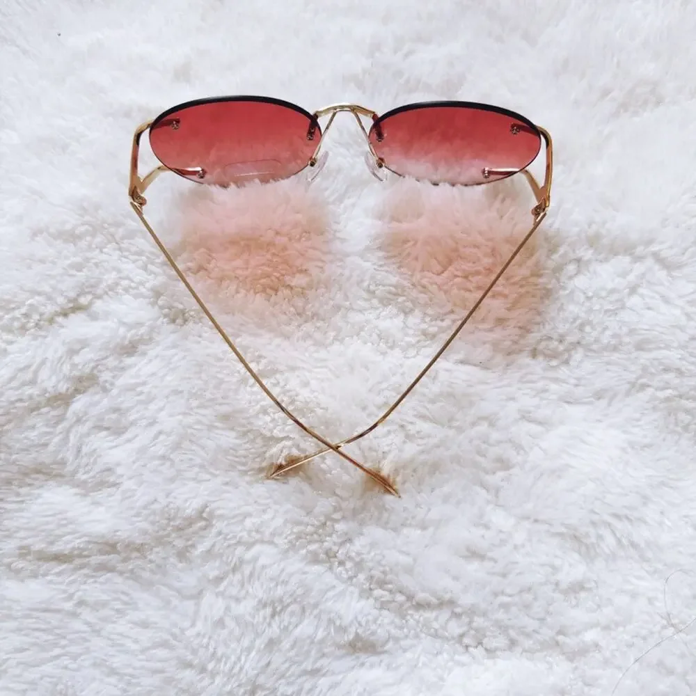 Ruth Clear Orange Round Metal Sunglasses